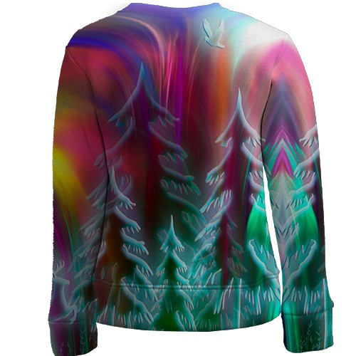 Детский 3D свитшот с ёлочным пейзажем (вид сзади)