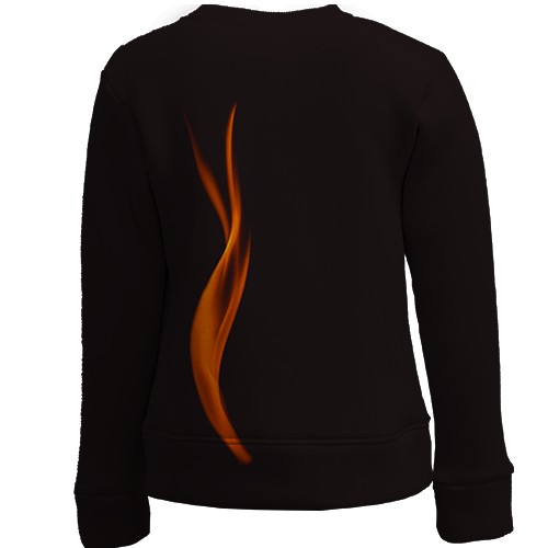 Детский 3D свитшот я языком огня (вид сзади)