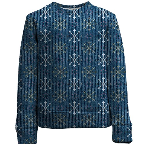 Дитячий 3D світшот з візерунками сніжинок (вид спереду)