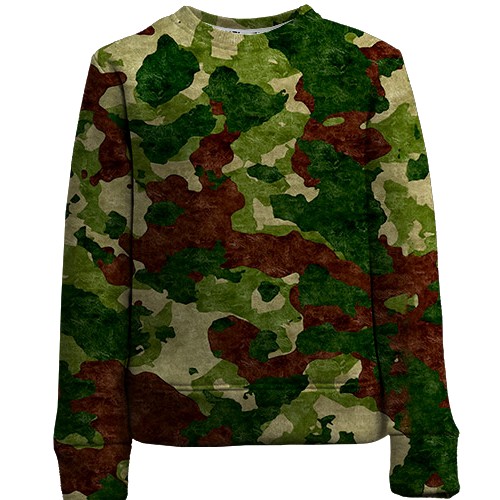 Детский 3D свитшот с лесным камуфляжем (2) (вид спереди)