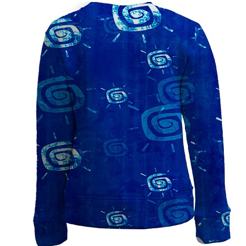 Детский 3D свитшот с синими иконками солнца (вид сзади)