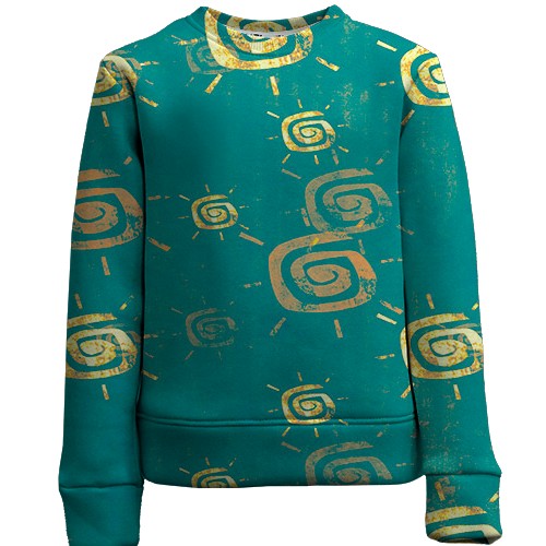 Детский 3D свитшот с желтыми иконками солнца (вид спереди)