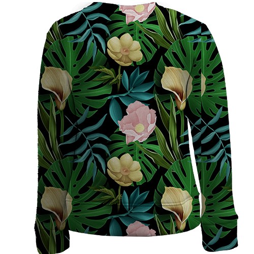 Детский 3D свитшот с цветами и листьями (вид сзади)