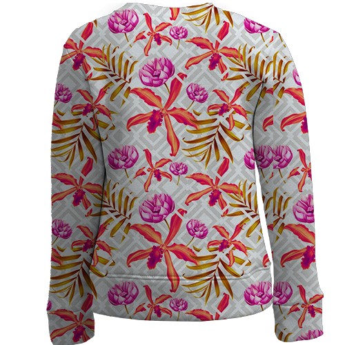 Детский 3D свитшот с красными цветами (вид сзади)