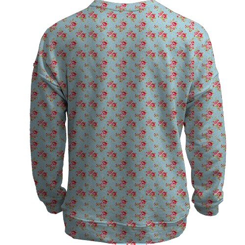 3D свитшот с цветочными обоями (вид сзади)