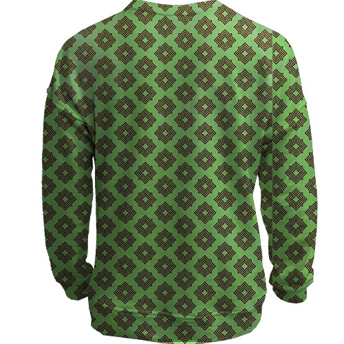 3D свитшот с ромбовым узором на салатовом фоне (вид сзади)