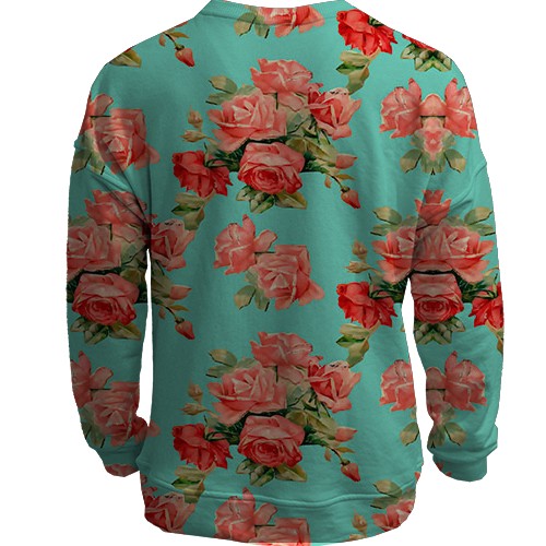 3D свитшот с розами на обоях (вид сзади)