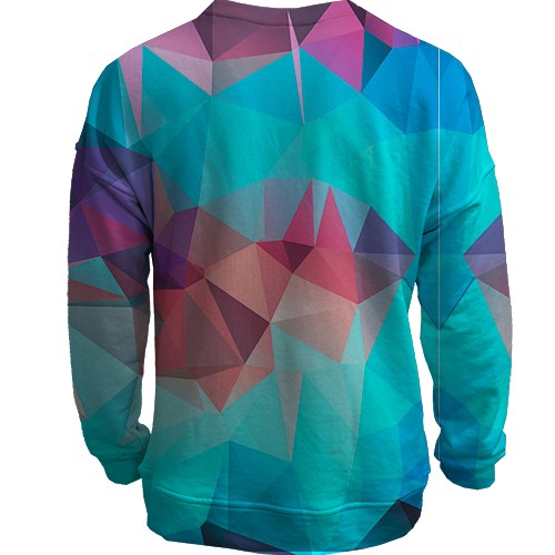 3D світшот з різнокольоровими полгонами (вид ззаду)