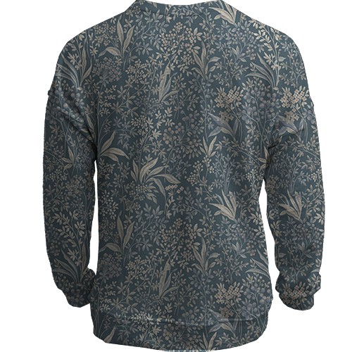 3D світшот з вінтажними квітами (вид ззаду)