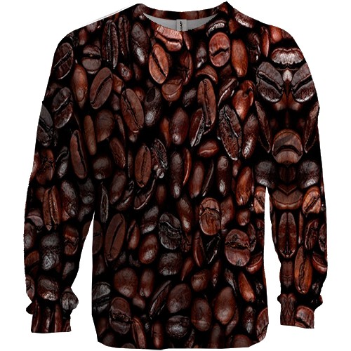 3D свитшот с зернами кофе (вид спереди)