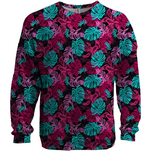 3D свитшот с яркими листьями (2) (вид спереди)