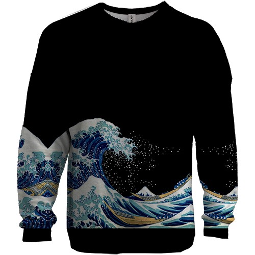 3D свитшот с волнами (вид спереди)