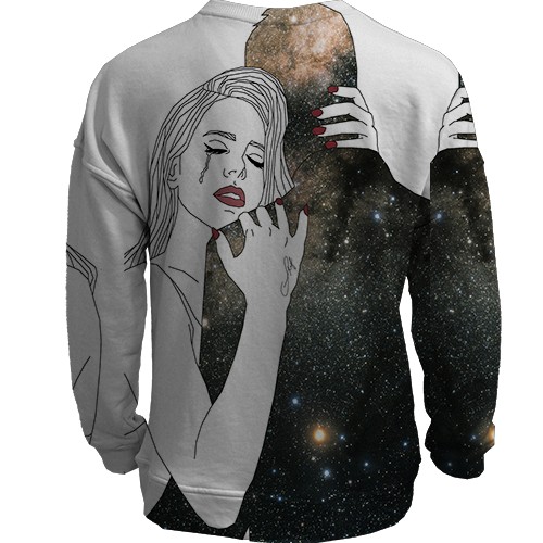 3D свитшот девушка обнимает космос (вид сзади)
