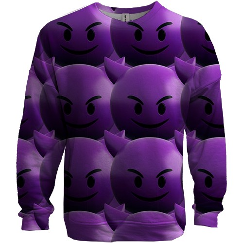 3D свитшот со злым эмодзи (вид спереди)
