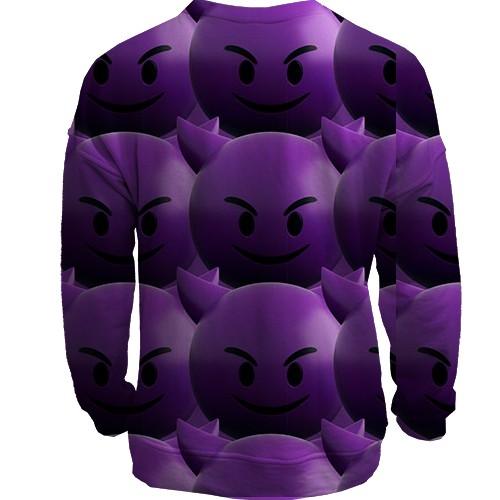 3D свитшот со злым эмодзи (вид сзади)