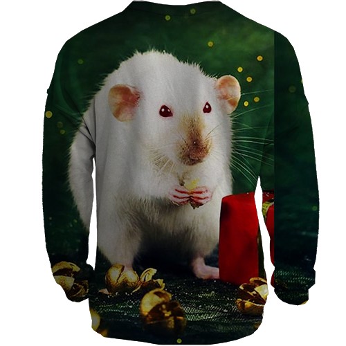 3D світшот з новорічної щуром і подарунком 2020 (вид ззаду)