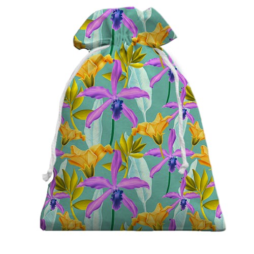 3D Подарунковий мішечок з жовтими квітами (вид спереду)