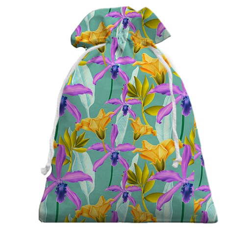 3D Подарунковий мішечок з жовтими квітами (вид ззаду)