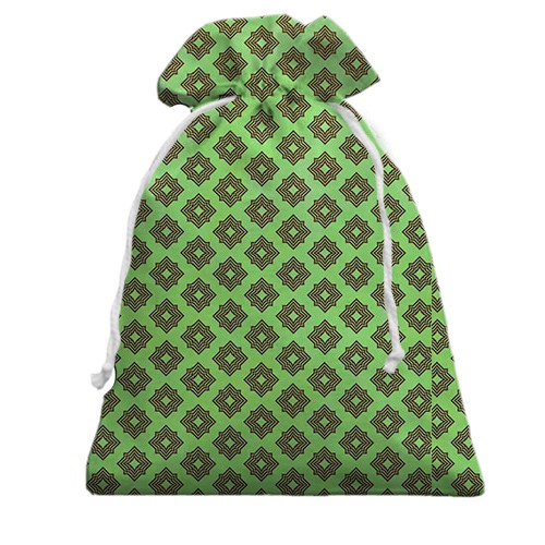 3D Подарунковий мішечок з ромбових візерунком на салатовому фоні (вид ззаду)