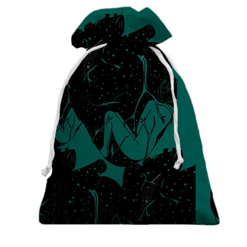 3D Подарочный мешочек сердце в космосе (вид сзади)