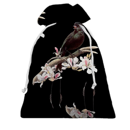 3D Подарунковий мішечок з птицею на гілці (вид спереду)