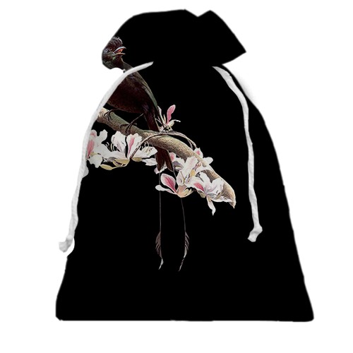 3D Подарунковий мішечок з птицею на гілці (вид ззаду)