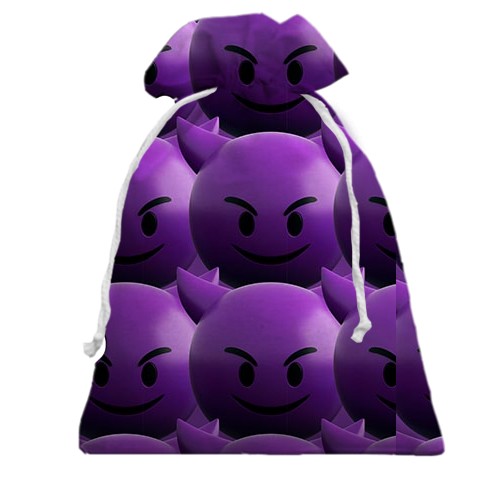 3D Подарунковий мішечок зі злим емодзі (вид ззаду)