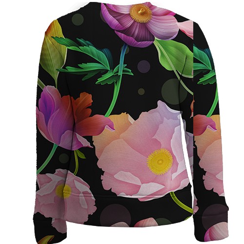 Детский 3D свитшот с иллюстрированными цветами (вид сзади)