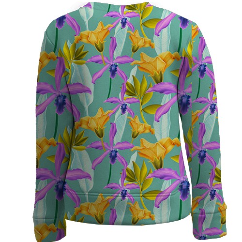 Детский 3D свитшот с желтыми цветами (вид сзади)