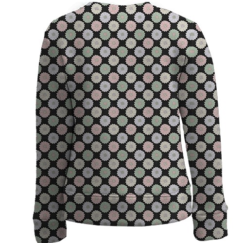 Детский 3D свитшот с белыми цветами (вид сзади)