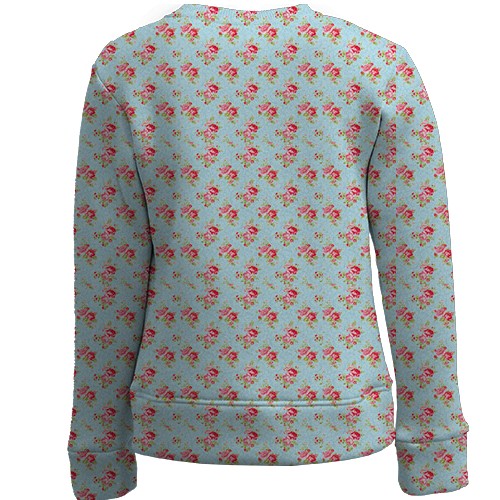 Детский 3D свитшот с цветочными обоями (вид сзади)