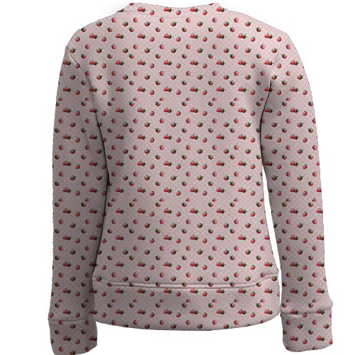 Детский 3D свитшот с клубничными обоями (вид сзади)