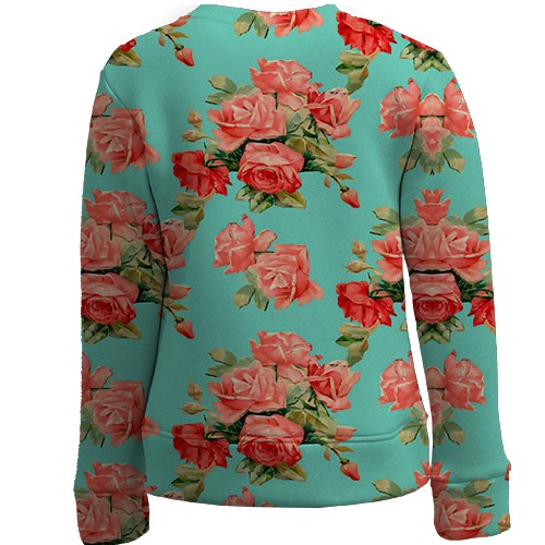 Детский 3D свитшот с розами на обоях (вид сзади)