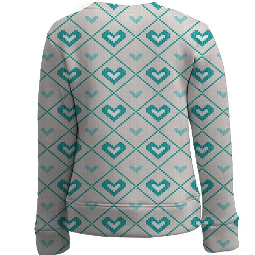 Детский 3D свитшот с шитыми сердечками (вид сзади)