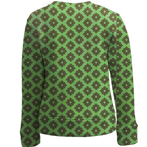 Детский 3D свитшот с ромбовым узором на салатовом фоне (вид сзади)