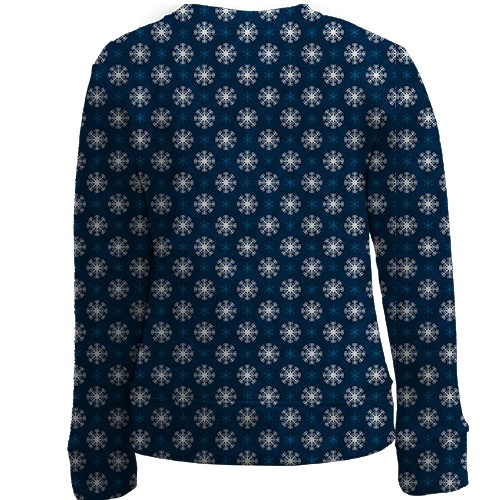 Детский 3D свитшот с белыми снежинками (вид сзади)