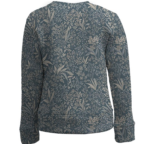 Детский 3D свитшот с винтажными цветами (вид сзади)