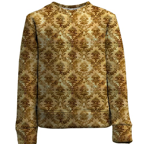 Детский 3D свитшот с золотыми обоями (вид спереди)