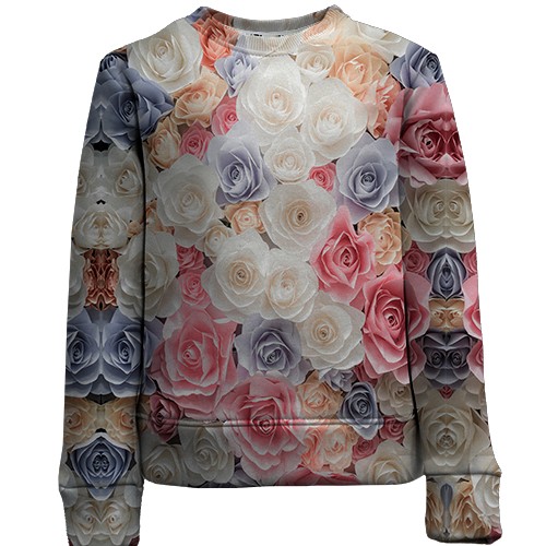 Дитячий 3D світшот з трояндами (вид спереду)