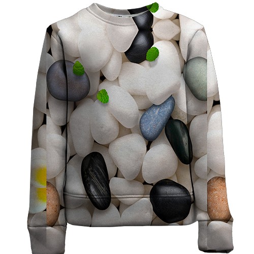 Детский 3D свитшот с белой галькой (вид спереди)