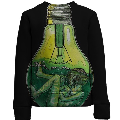 Детский 3D свитшот с девушкой в лампочке (вид спереди)