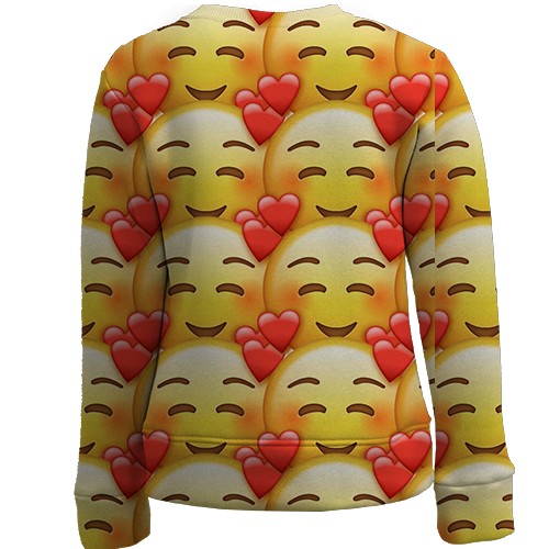 Дитячий 3D світшот з закоханим емодзі (вид ззаду)