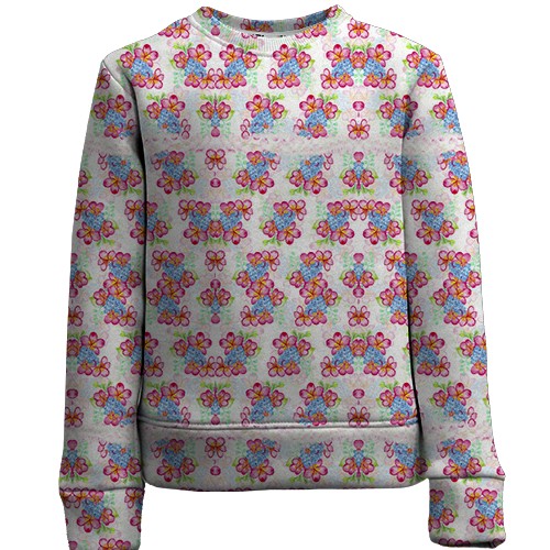 Дитячий 3D світшот з квіточками (вид спереду)