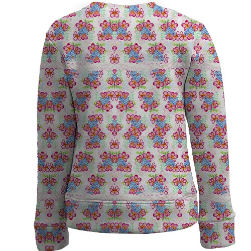 Дитячий 3D світшот з квіточками (вид ззаду)