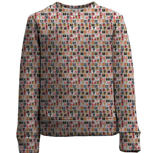 Дитячий 3D світшот з подарунками (вид спереду)