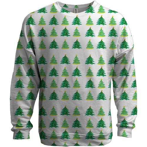 3D свитшот с нарисованными ёлками (вид спереди)