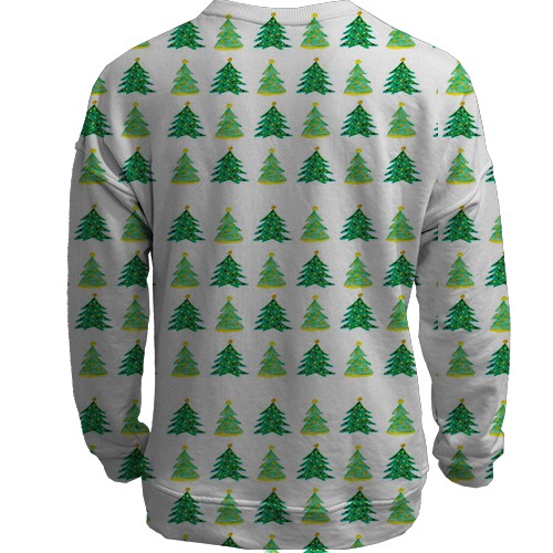 3D свитшот с нарисованными ёлками (вид сзади)