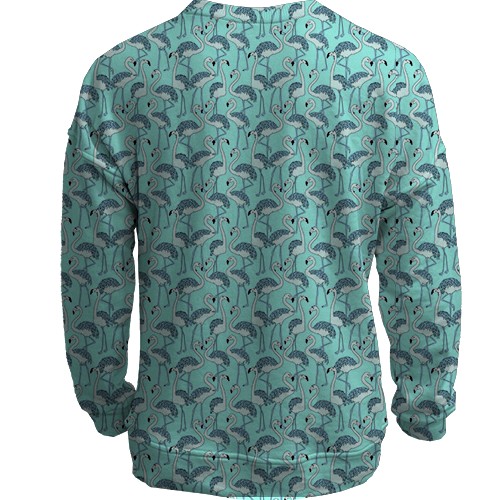 3D світшот з синіми фламінго (вид ззаду)