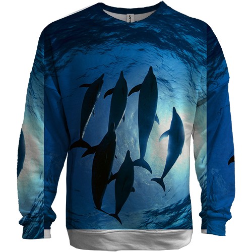 3D світшот з дельфінами (вид спереду)