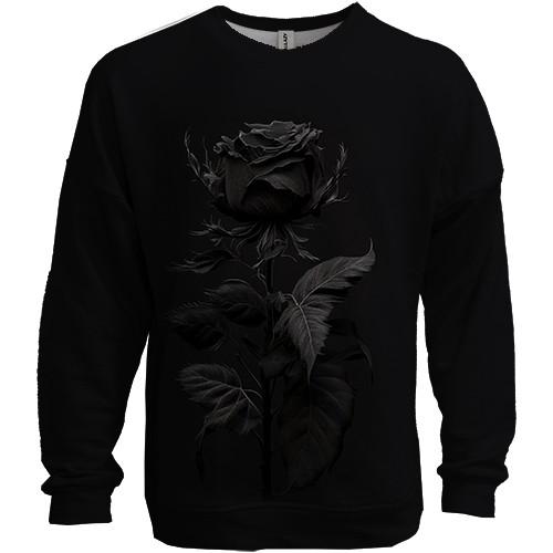 3D світшот з чорною трояндою (вид спереду)